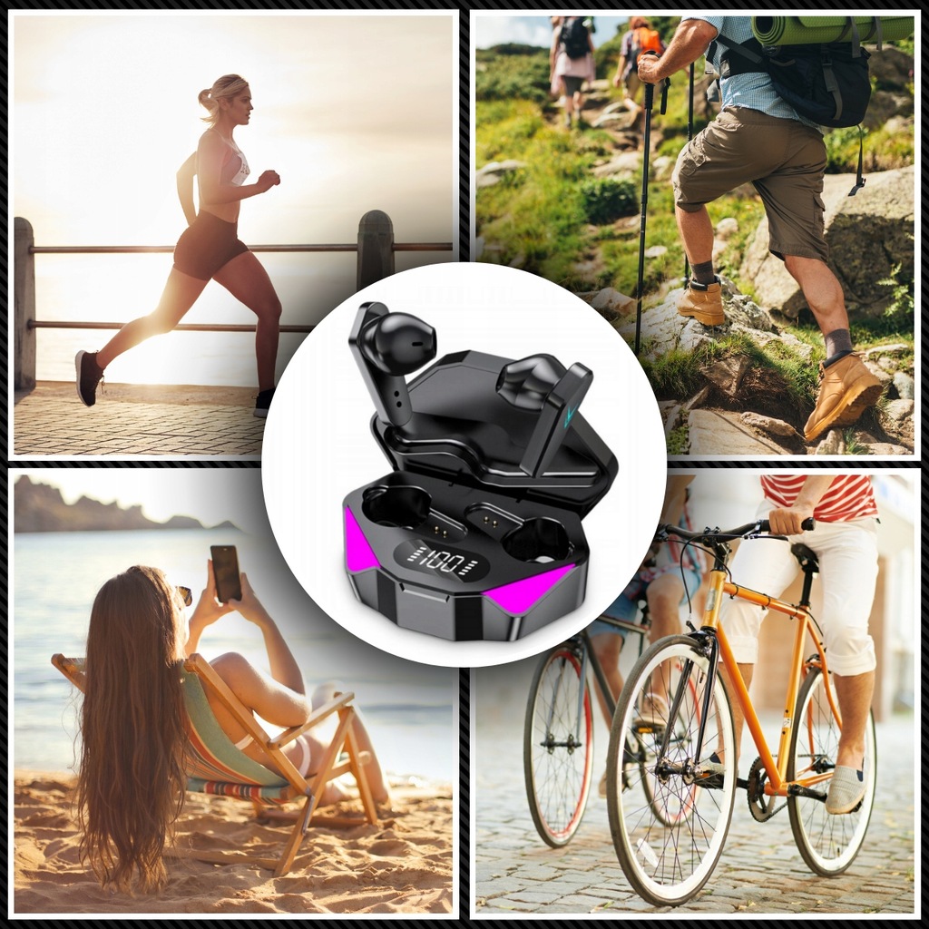 SŁUCHAWKI BEZPRZEWODOWE DOUSZNE BLUETOOTH 5.3 SPORTOWE DOTYKOWE + POWERBANK Cechy dodatkowe POWERBANK, SZYBKIE ŁADOWANIE, WODOODPORNE